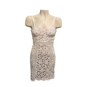 LULUS Giovanni White Floral Lace Adjustable Strap Sheath Lined Dress Size XSmall